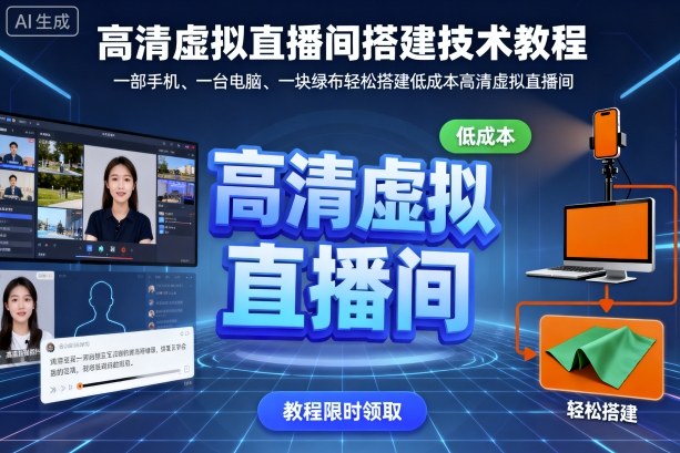 高清虚拟直播间搭建技术教程，一部手机、一台电脑、一块绿布轻松搭建低成本高清虚拟直播间|小鸡网赚博客