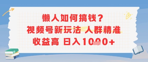 懒人如何搞钱？视频号新玩法，人群精准收益高，日入多张|小鸡网赚博客