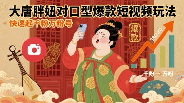 大唐胖妞对口型爆款短视频玩法，快速起千粉万粉号|小鸡网赚博客
