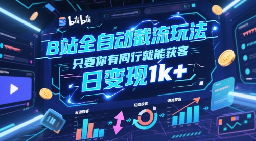 B站全自动截流玩法只要你有同行就能获客，日变现1k+【揭秘】|小鸡网赚博客
