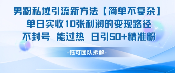 男粉私域引流新方法，单日收10张利润，日引流50+精准粉|小鸡网赚博客