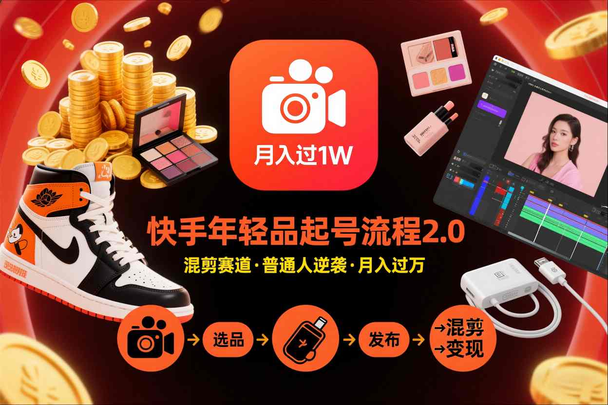 快手短视频带货年轻品起号流程2.0，快手年轻品混剪赛道，普通人也能月入过1W|小鸡网赚博客