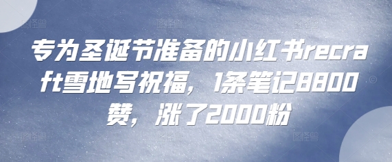 专为圣诞节准备的小红书recraft雪地写祝福，1条笔记8800赞，涨了2000粉|小鸡网赚博客