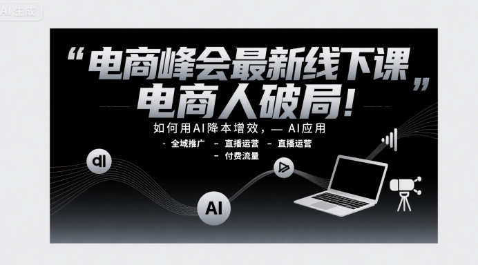 电商峰会最新线下课，电商人破局，如何用AI降本增效，AI应用-全域推广-直播运营-付费流量|小鸡网赚博客