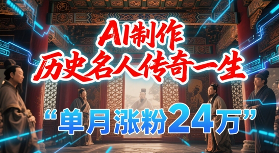 暴力起号！用AI制作历史名人传奇一生，单月涨粉24W，涨粉+变现赛道黑马来了|小鸡网赚博客