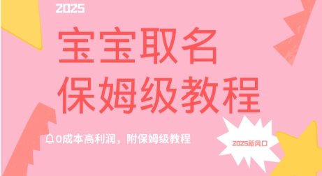 2025新风口项目宝宝取名，0成本高利润，附保姆级教程|小鸡网赚博客