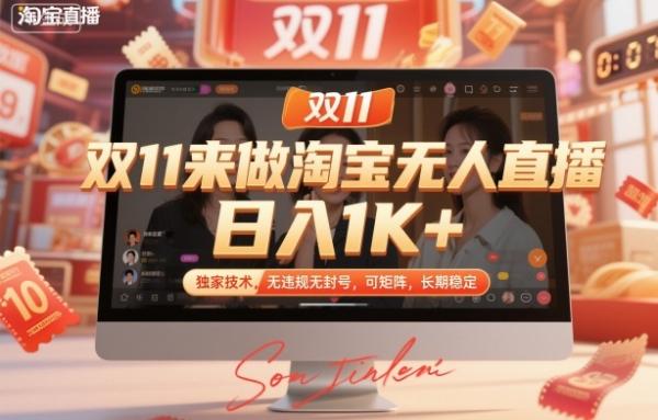 双11来做淘宝无人直播，日入1K+，独家技术，无违规无封号，可矩阵，长期稳定【揭秘】|小鸡网赚博客