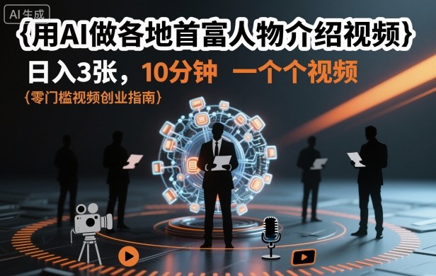 用AI做各地首富人物介绍视频，日入3张，10分钟一个视频|小鸡网赚博客