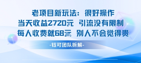 老项目新玩法当天收益1k+每个人收费68米 不违规不封号|小鸡网赚博客