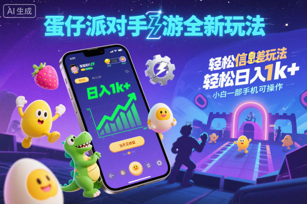 蛋仔派对手游全新玩法，轻松日入1k+，风口信息差玩法，当天见收益，小白一部手机可操作|小鸡网赚博客