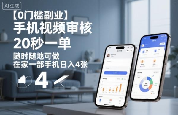 【0门槛副业】手机视频审核,20秒一单,随时随地可做,在家一部手机日入4张【揭秘】|小鸡网赚博客