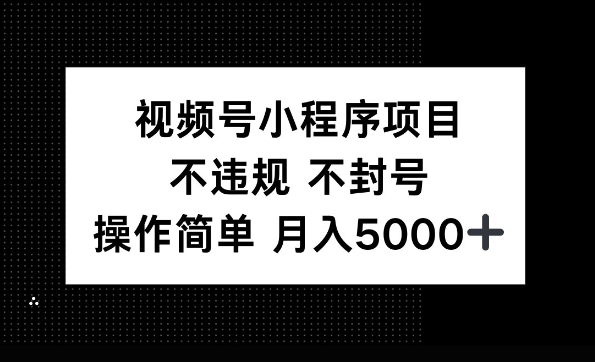 视频号小程序项目，不违规不封号，操作简单 月入5000+|小鸡网赚博客