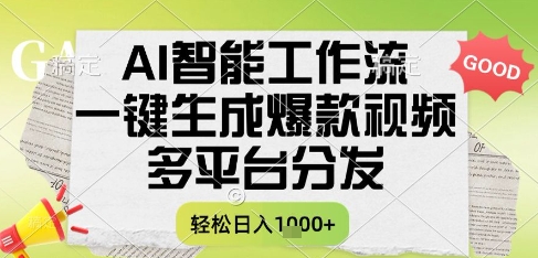 AI智能工作流，一键生成书单号爆款视频，多平台分发，每日收益多张【揭秘】|小鸡网赚博客