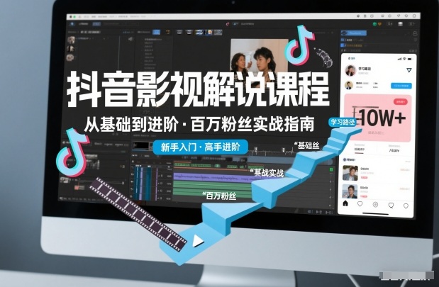 抖音百万粉丝影视解说课程，基础到进阶课，适合新手和进阶学习|小鸡网赚博客