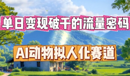 单日变现破k的流量密码，AI动物拟人化赛道|小鸡网赚博客
