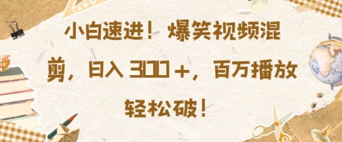 小白速进，爆笑视频混剪，日入3张，百万播放轻松破【揭秘】|小鸡网赚博客