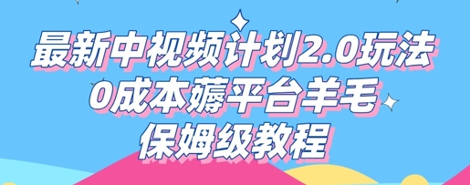 最新中视频计划2.0玩法，0成本薅平台羊毛，保姆级教程|小鸡网赚博客