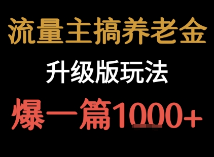 流量主之养老金升级版玩法  爆一篇收益1k+|小鸡网赚博客