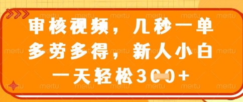 最新审核视频，几秒一单，多劳多得，新人小白一天轻松3张【揭秘】|小鸡网赚博客