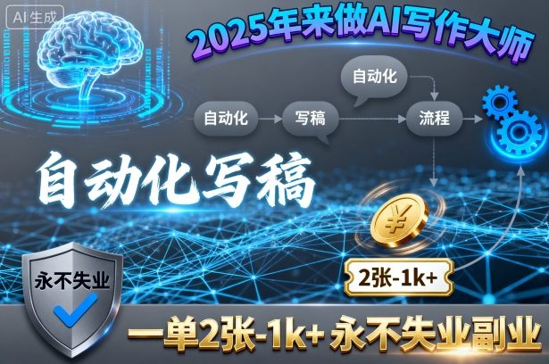 2025年来做AI写作大师，自动化写稿，一单2张-1k+，永不失业副业|小鸡网赚博客