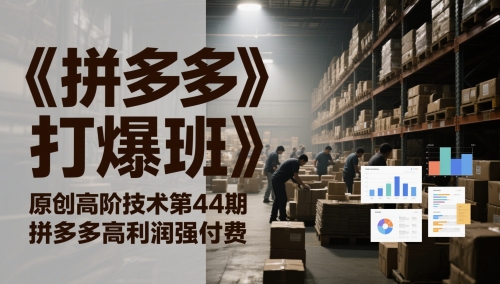 《拼多多打爆班》原创高阶技术第44期，拼多多高利润强付费|小鸡网赚博客