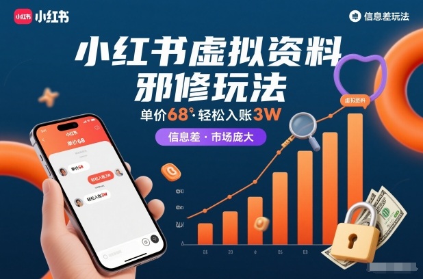 小红书虚拟资料邪修玩法，单价68，轻松入账3W，信息差玩法，市场庞大|小鸡网赚博客