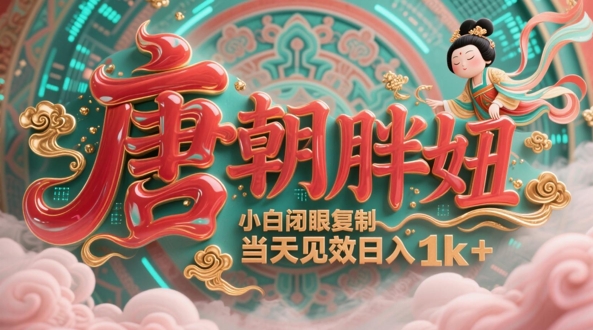 用AI克隆“唐朝胖妞”日更3条，平台疯狂推流，小白闭眼复制，当天见效，日入1k+|小鸡网赚博客
