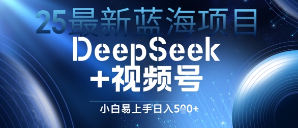 25最新蓝海项目DeepSeek+视频号，小白易上手日入几张|小鸡网赚博客