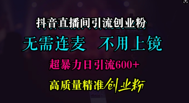 抖音直播间引流创业粉，无需连麦、无需上镜，超暴力日引流600+高质量精准创业粉【揭秘】|小鸡网赚博客