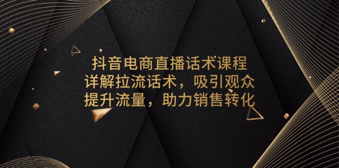 （13846期）抖音电商直播话术课程，详解拉流话术，吸引观众，提升流量，助力销售转化|小鸡网赚博客