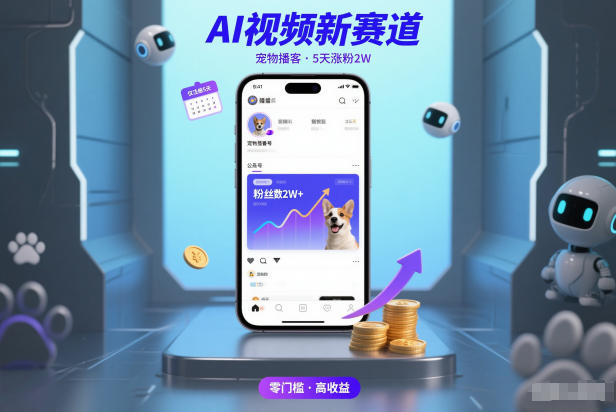 AI视频新赛道，宠物播客仅注册5天涨粉2W，收益非常可观|小鸡网赚博客