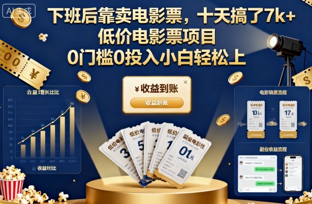 下班后靠卖电影票，十天搞了7k+，低价电影票项目，0门槛0投入小白轻松上手【揭秘】|小鸡网赚博客