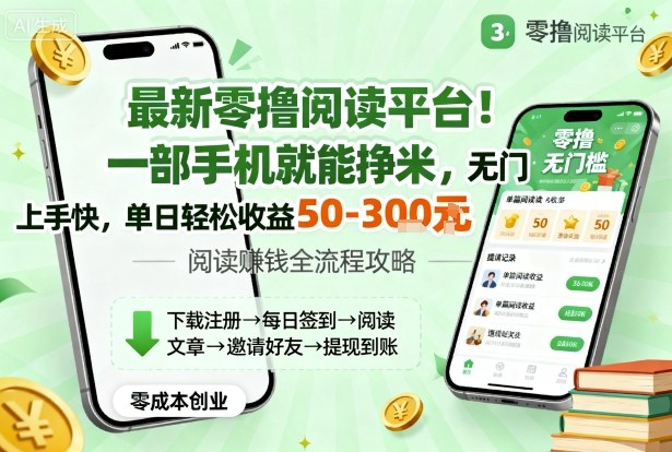 最新零撸阅读平台！一部手机就能挣米，无门槛上手快，单日轻松收益50-3张【揭秘】|小鸡网赚博客