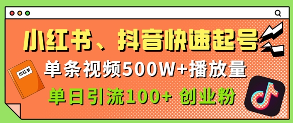 小红书、抖音、快手快速起号，单条视频500w播放量，单日引流100+创业粉|小鸡网赚博客
