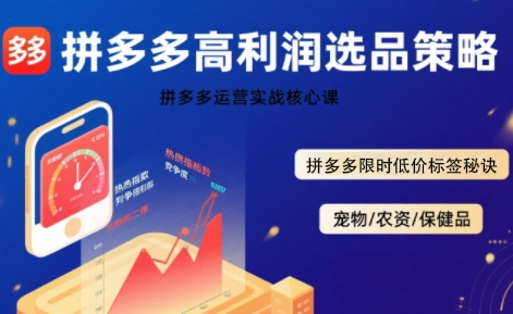 拼多多选品暴利技术实战课，拼多多高利润选品策略，拼多多限时低价标签秘诀|小鸡网赚博客