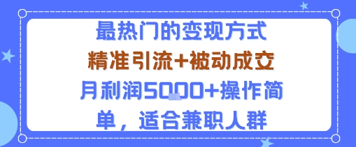 小众赛道玩法：当下最热门的变现方式，精准引流+被动成交月利润5k+操作简单，适合兼职人群|小鸡网赚博客