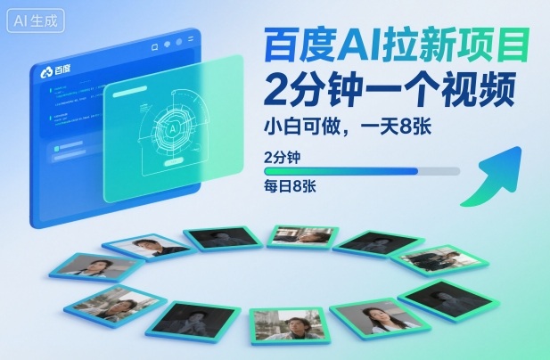 百度AI拉新项目，2分钟一个视频，小白可做，一天8张【附案例+保姆级教程】|小鸡网赚博客