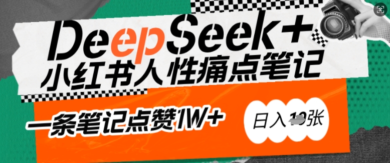 AI赋能小红书爆款秘籍：用DeepSeek轻松抓人性痛点，小白也能写出点赞破万的吸金笔记，日入多张|小鸡网赚博客