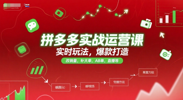 拼多多实战运营课，实时玩法，爆款打造，改销量，补大单，AB单，直播等（更新2025月）|小鸡网赚博客