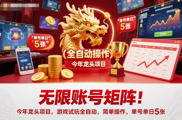 无限账号矩阵！今年龙头项目，游戏试玩全自动，简单操作，单号单日5张【揭秘】|小鸡网赚博客