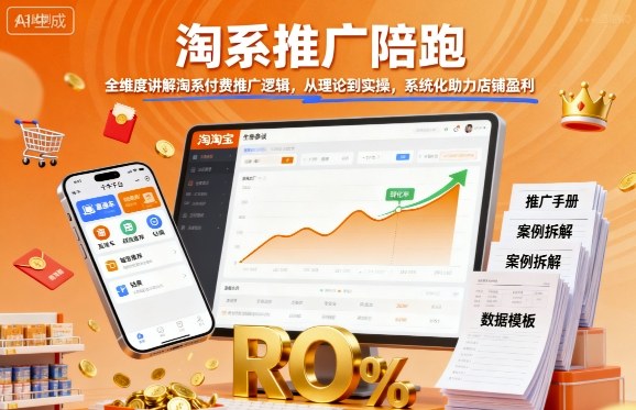 淘系推广陪跑，全维度讲解淘系付费推广逻辑，从理论到实操，系统化助力店铺盈利|小鸡网赚博客