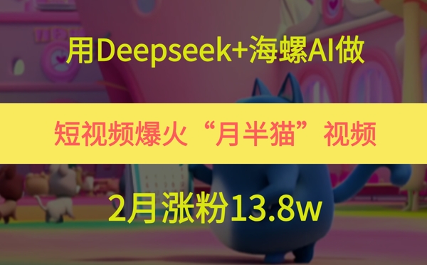用Deepseek+海螺AI做短视频爆火“月半猫”视频，2月涨粉13.8w|小鸡网赚博客