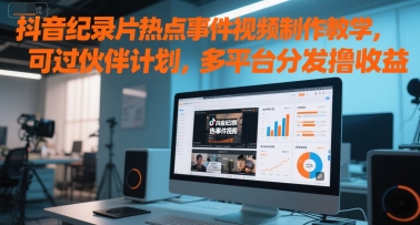 抖音纪录片热点事件视频制作教学，可过伙伴计划，多平台分发撸收益|小鸡网赚博客