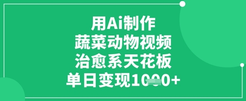 用Ai制作蔬菜动物视频，治愈系天花板，单日变现1k|小鸡网赚博客