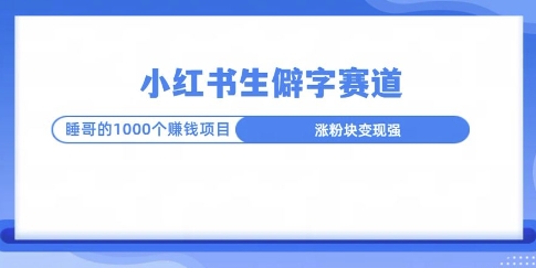 小红书生僻字玩法，快速涨分变现详解|小鸡网赚博客