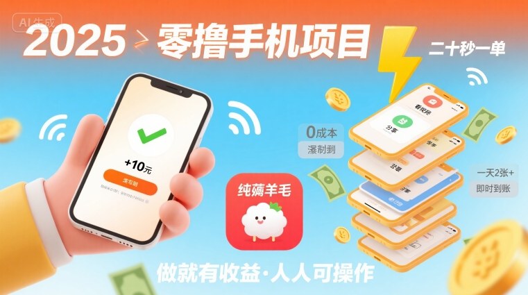 2025年零撸手机项目，二十秒一单，纯薅羊毛 一天2张+做就有【揭秘】|小鸡网赚博客