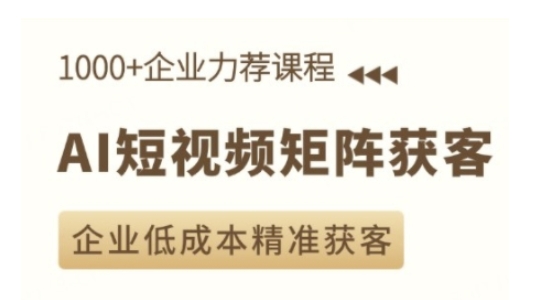 AI短视频矩阵获客实操课，企业低成本精准获客|小鸡网赚博客