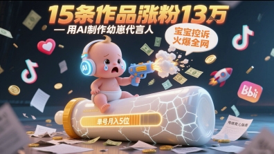 用AI制作幼崽代言人，宝宝的控诉火爆全网，15条作品涨粉13W，单号月入5位数实操教程|小鸡网赚博客