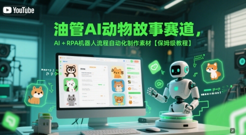 油管AI动物故事赛道，AI+RPA机器人流程自动化制作素材【保姆级教程】|小鸡网赚博客