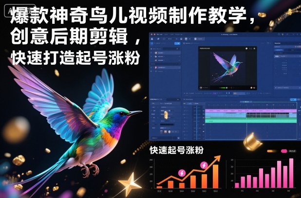 爆款神奇鸟儿视频制作教学，创意后期剪辑，快速打造起号涨粉|小鸡网赚博客